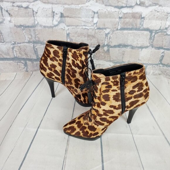 Steve Madden Sesto Leather Leopard Print Stiletto Ankle Bootie 7 1/2 - Picture 11 of 15